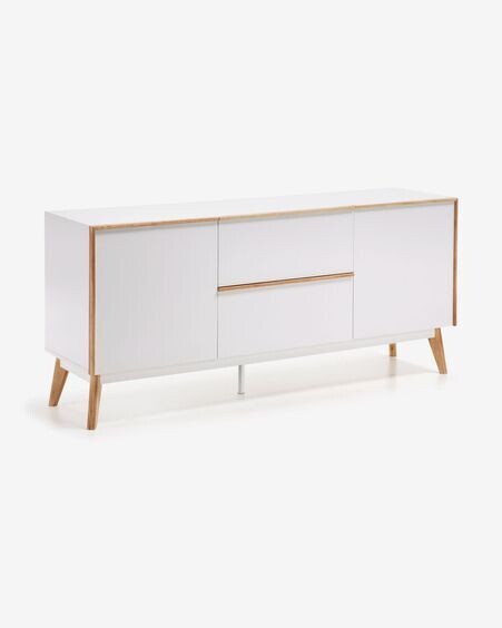 Aparador Melan 160 x 72 cm con lacado blanco y madera maciza de caucho