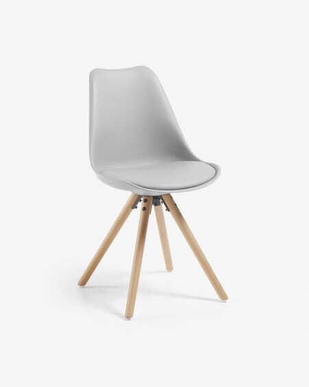 Silla Ralf gris y patas de madera maciza de haya