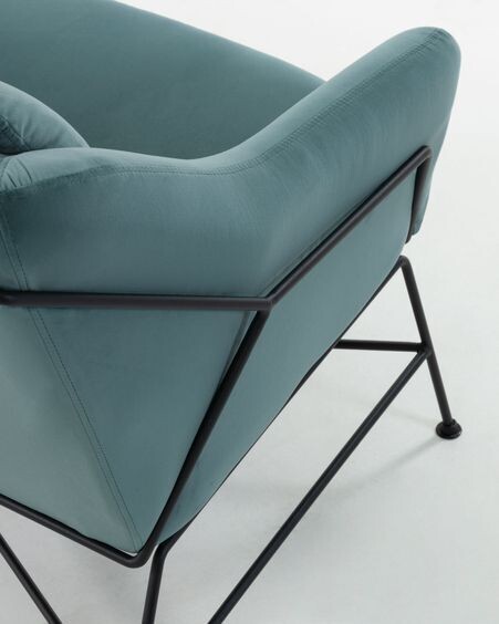 Sofá Brida 2 plazas terciopelo turquesa 128 cm