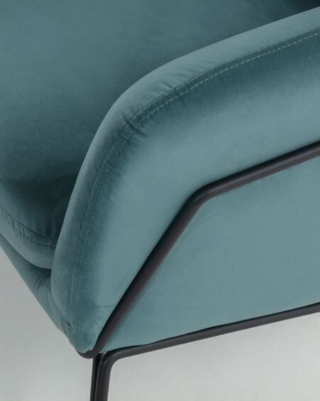 Sofá Brida 2 plazas terciopelo turquesa 128 cm