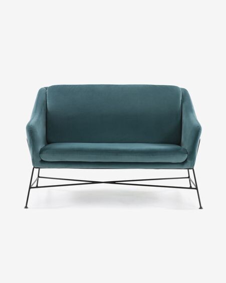 Sofá Brida 2 plazas terciopelo turquesa 128 cm