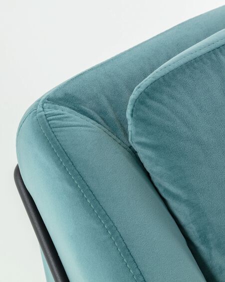 Sofá Brida 2 plazas terciopelo turquesa 128 cm