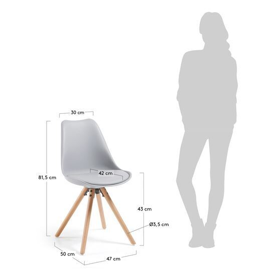 Silla Ralf gris y patas de madera maciza de haya
