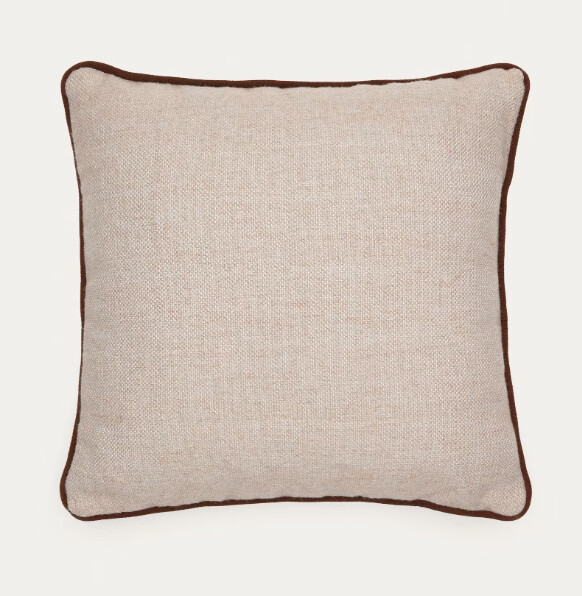 Funda cojín Sagulla 100% PET beige y borde marrón 45 x 45 cm