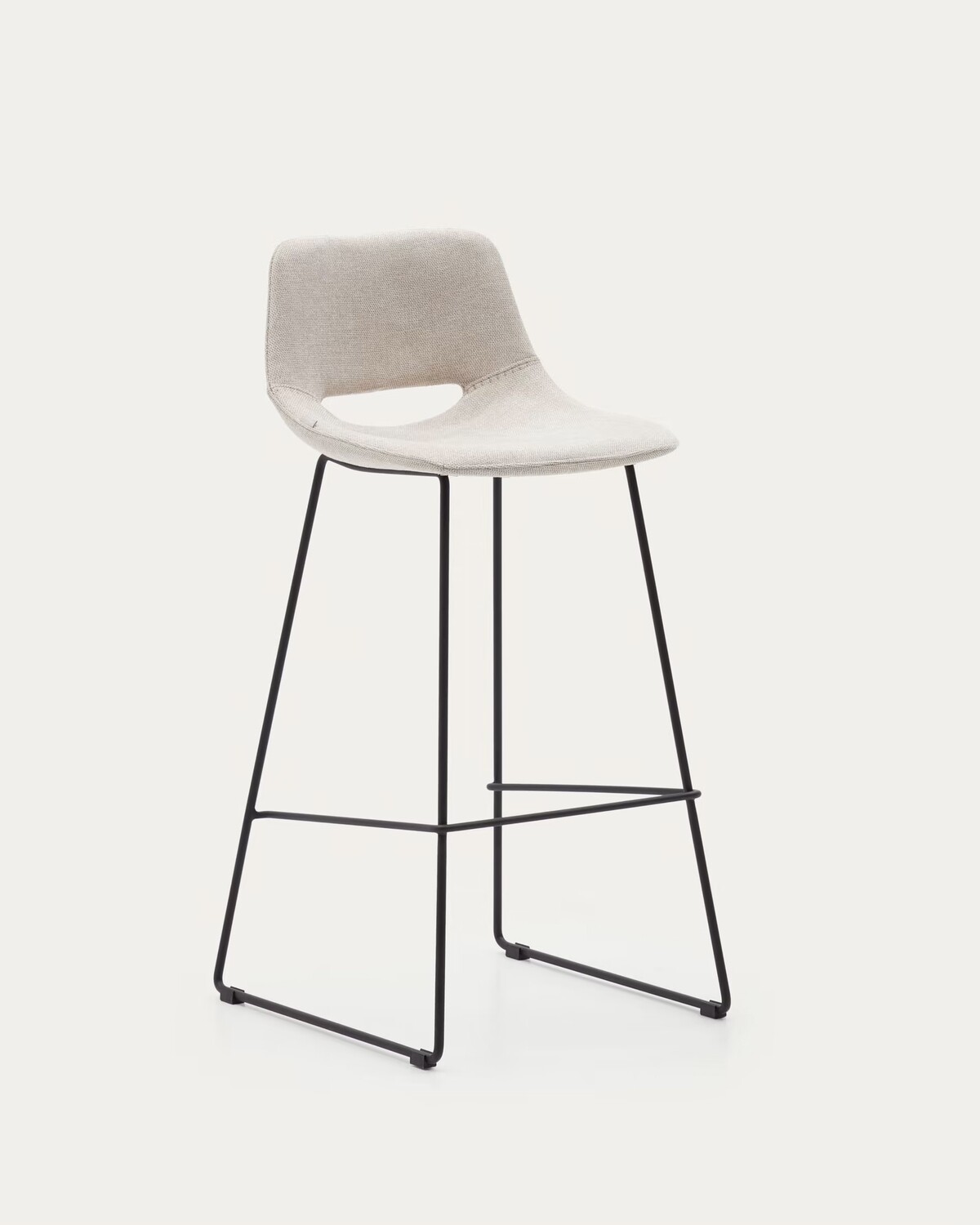 Taburete Zahara beige y acero con acabado negro altura 65 cm