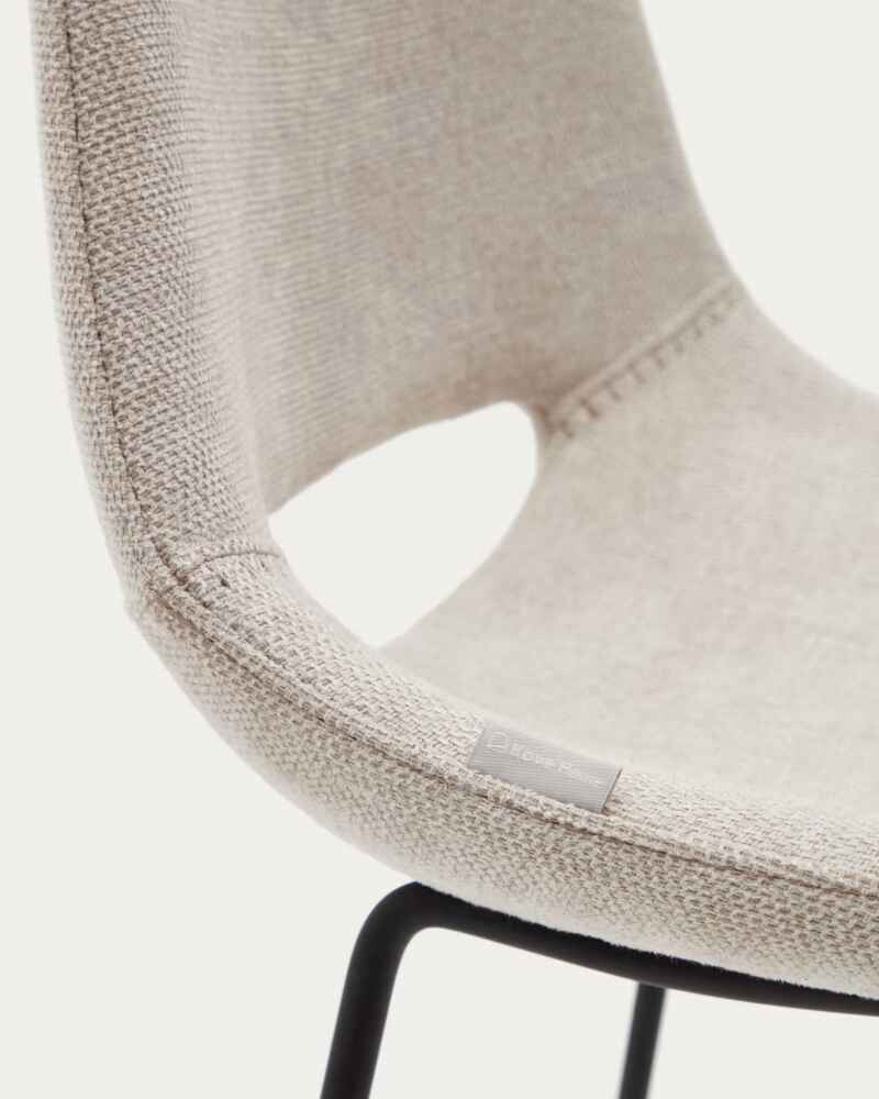Taburete Zahara Beige y acero con acabado negro altura 76 cm