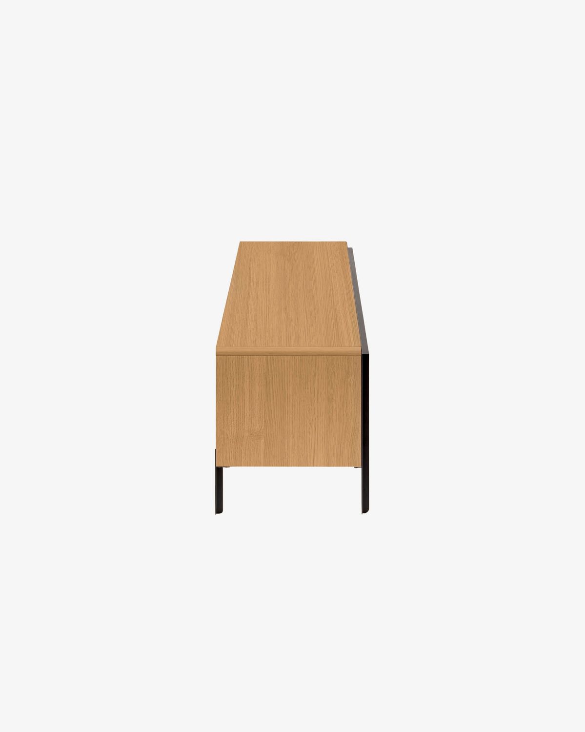 Mueble TV Nadyria 3 puertas chapa de roble y acero con acabado pintado negro 180 x 50 cm