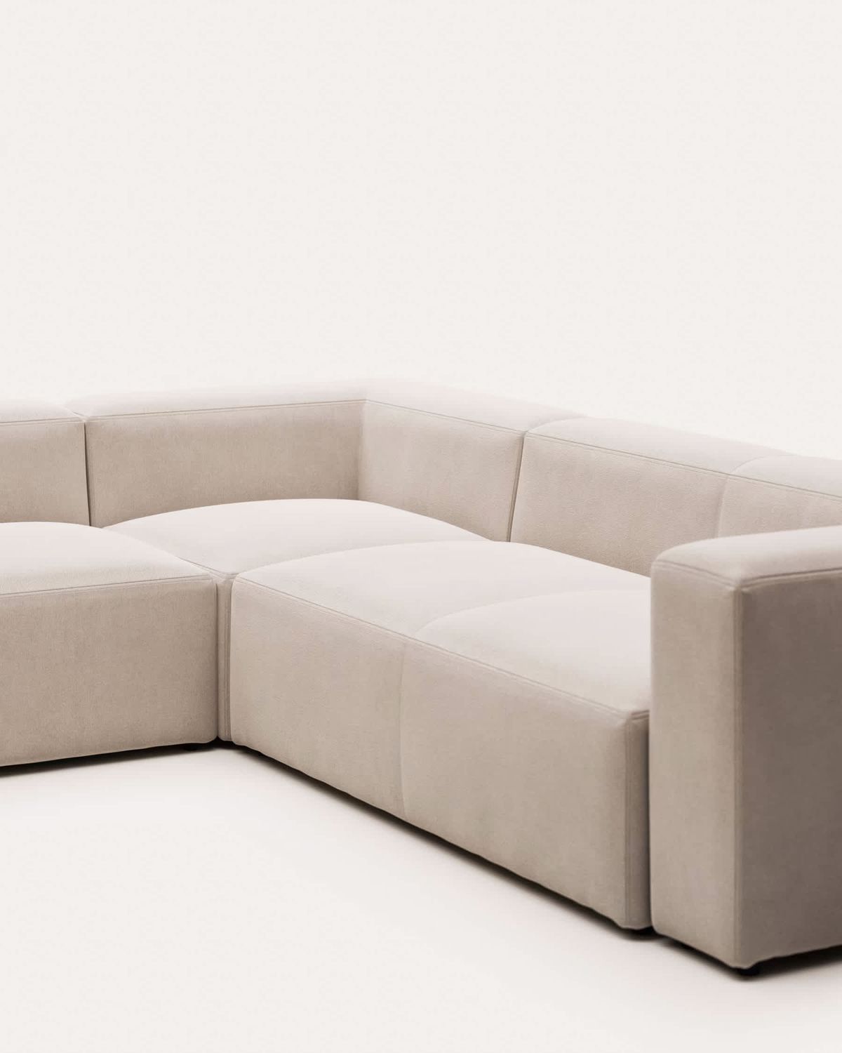 Sofá rinconero Blok 5 plazas de chenilla beige 320 x 290 cm / 290 x 320 cm FSC Mix Credit