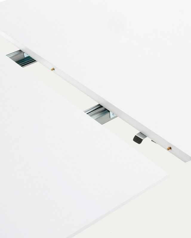 Mesa extensible Oqui MDF lacado blanco y patas madera maciza haya 160 (260) x 100 cm