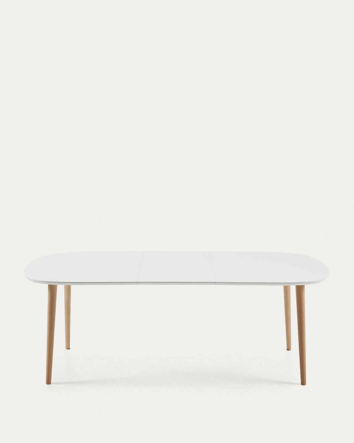 Mesa extensible Oqui MDF lacado blanco y patas madera maciza haya 160 (260) x 100 cm