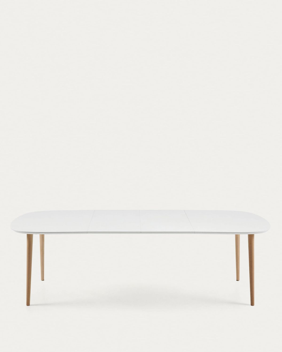 Mesa extensible Oqui MDF lacado blanco y patas madera maciza haya 160 (260) x 100 cm