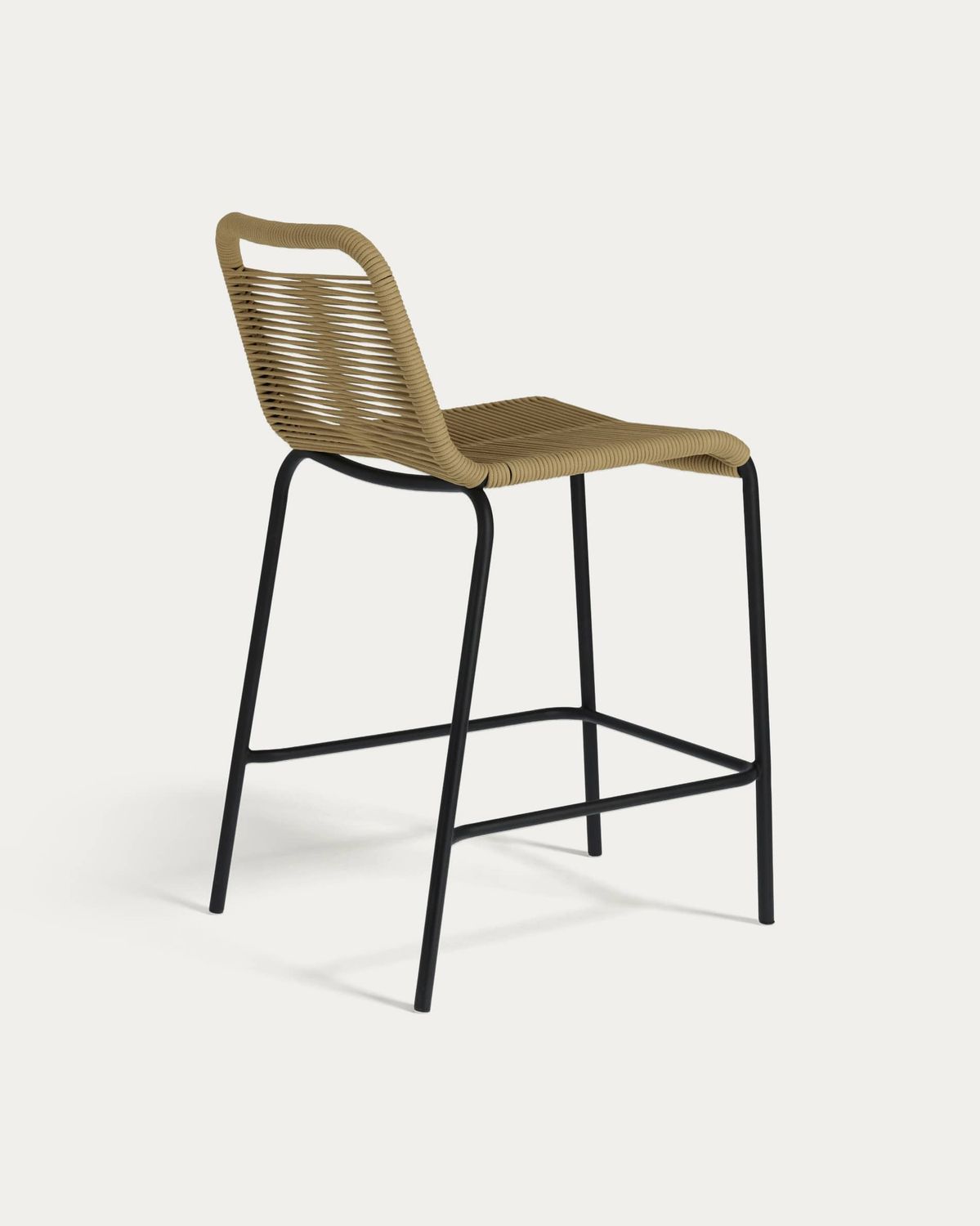 Taburete apilable Lambton de cuerda marrón y acero con acabado negro altura 62 cm