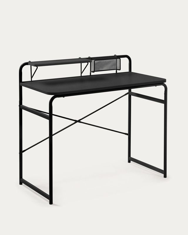 Mesa Foreman melamina acabado negro patas de acero acabado negro 98 x 46 cm