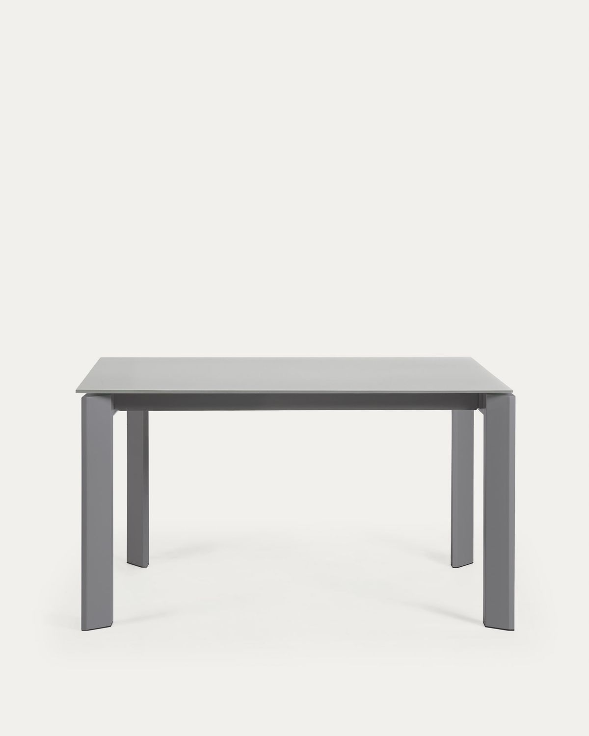 Mesa extensible Axis de cristal gris y patas de acero acabado gris oscuro 140 (200) cm