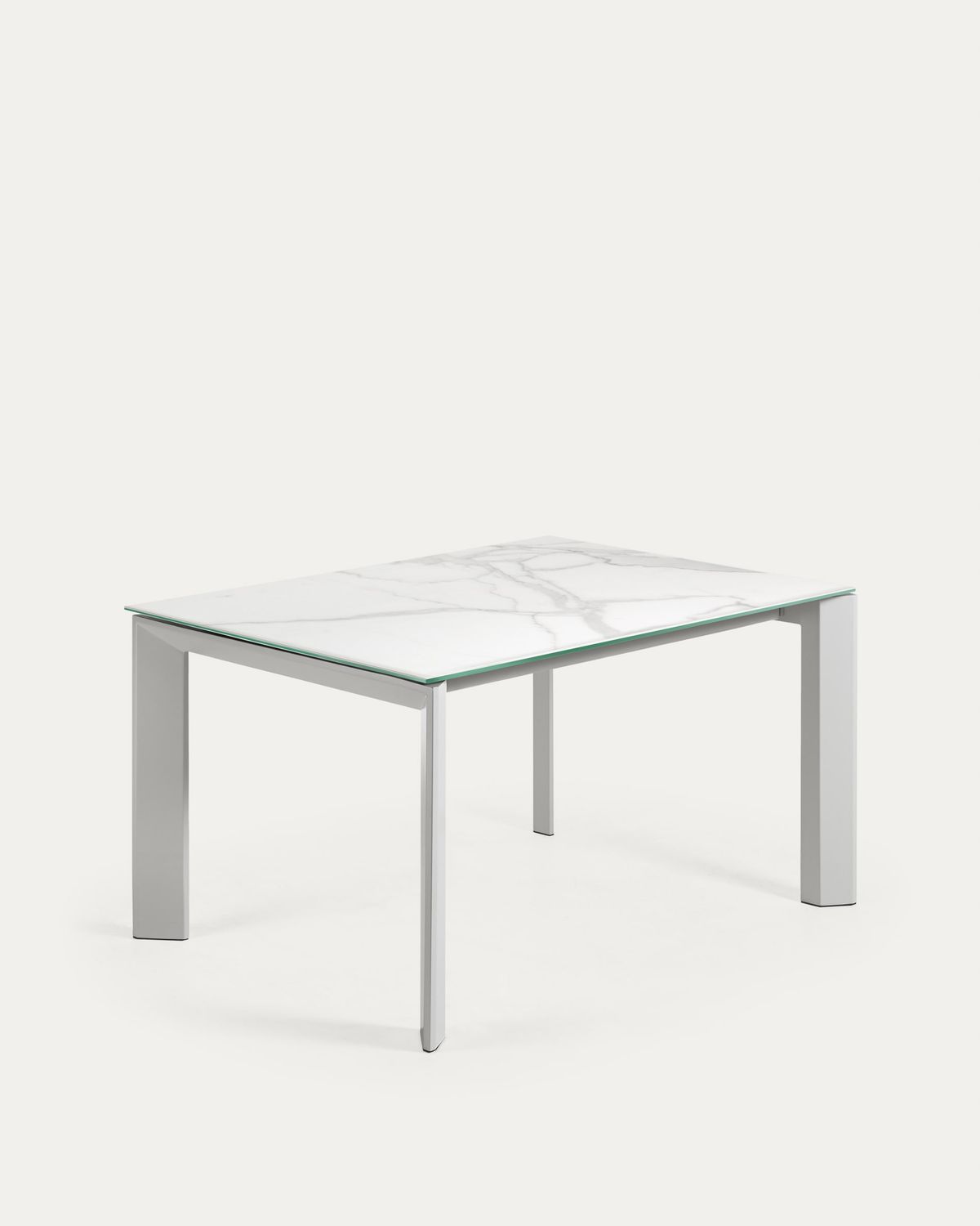 Mesa extensible Axis porcelánico acabado Kalos Blanco patas gris 140 (200) cm