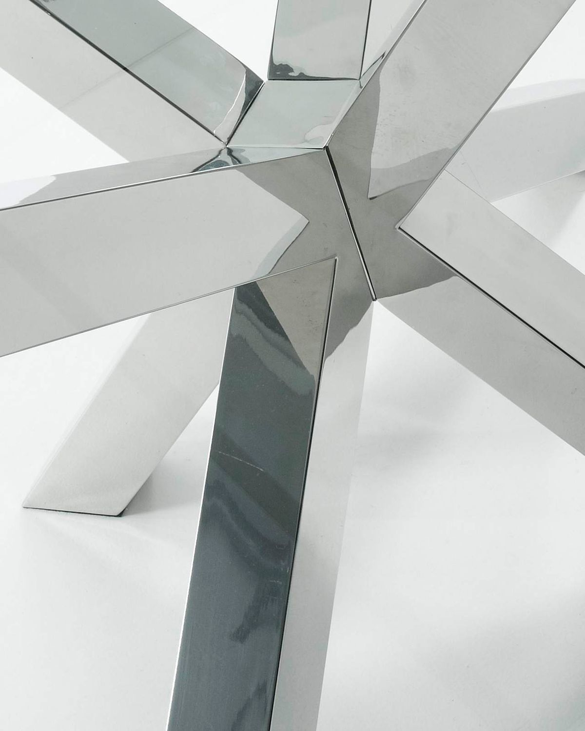 Mesa Argo de cristal y patas de acero inoxidable 200 x 100 cm