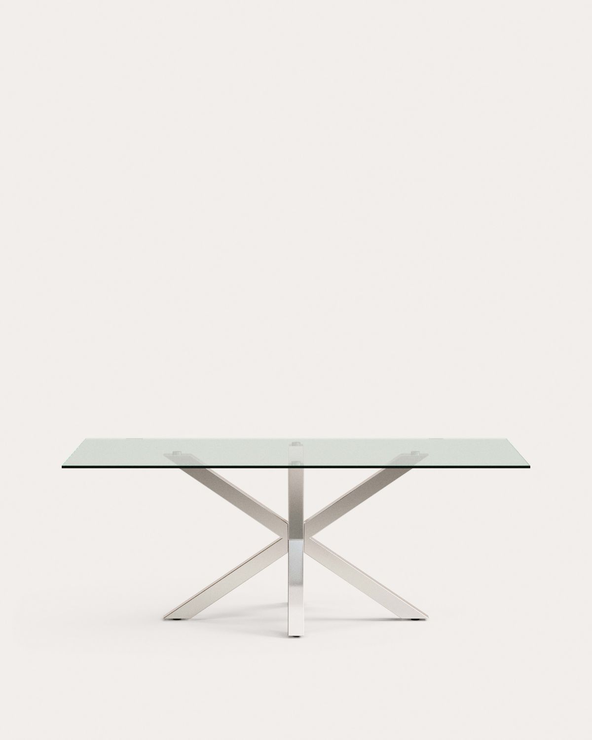 Mesa Argo de cristal y patas de acero inoxidable 200 x 100 cm
