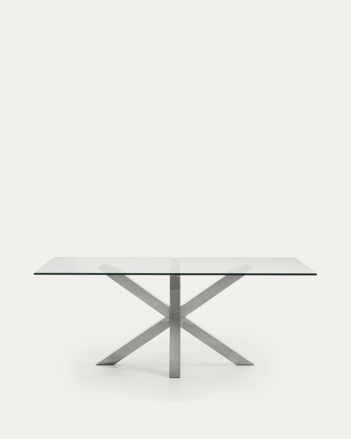 Mesa Argo de cristal y patas de acero inoxidable 200 x 100 cm