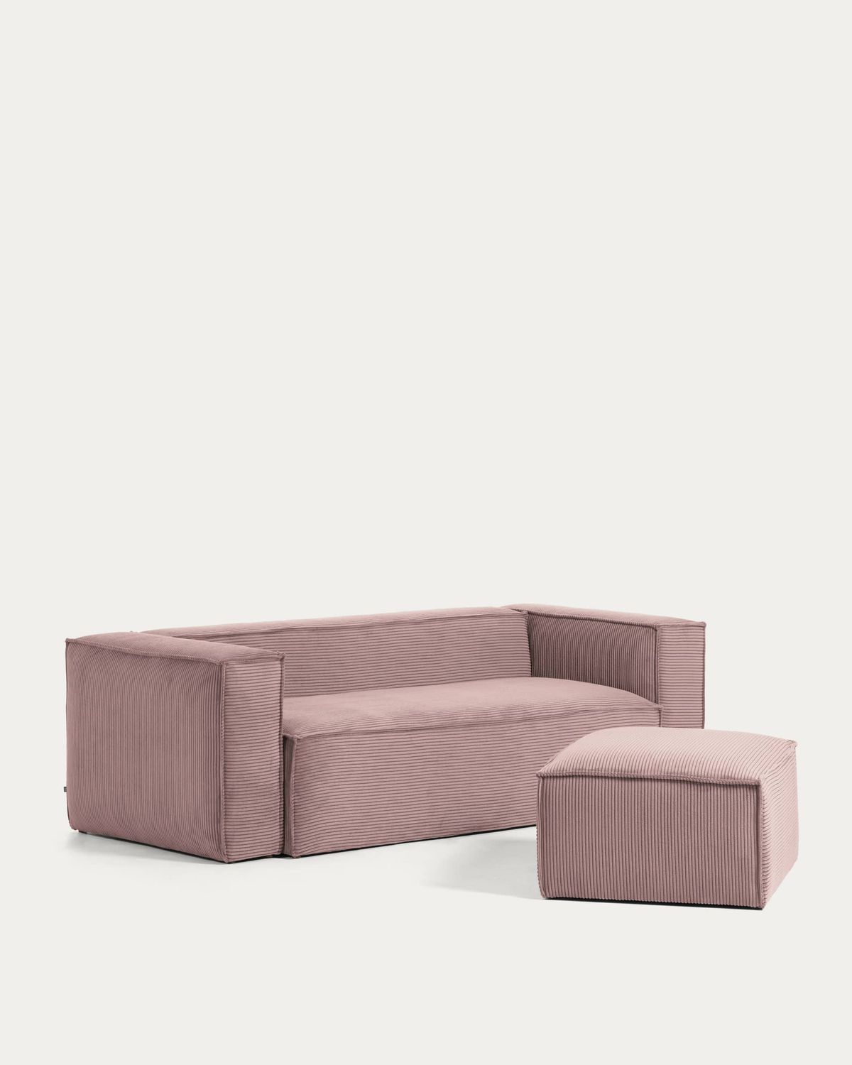 Sofá Blok 3 plazas de pana gruesa rosa 240 cm FSC Mix Credit