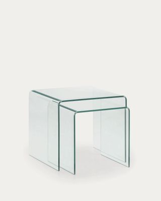 Set Burano de 2 mesas auxiliares nido de cristal Set Burano de 2 mesas auxiliares nido de cristal