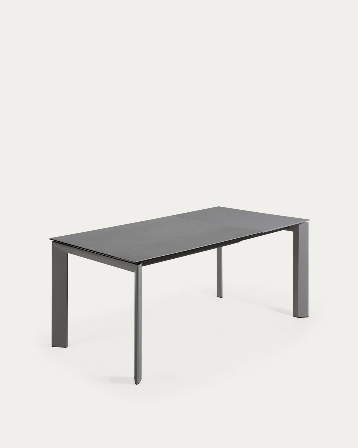 Mesa extensible Axis porcelánico acabado Vulcano Roca patas acero gris oscuro 120 (180) cm