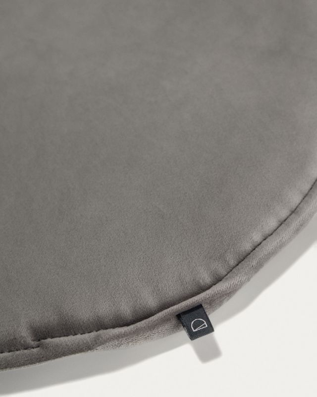 Cojín para silla redondo Rimca terciopelo gris claro Ø 35 cm