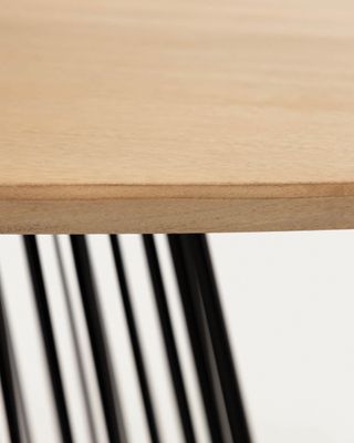 Mesa Leska madera maciza de mango y pie de acero acabado negro 200 x 110 cm