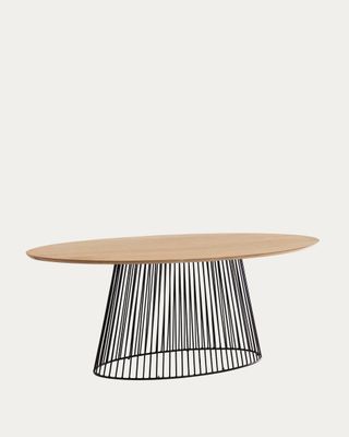 Mesa Leska madera maciza de mango y pie de acero acabado negro 200 x 110 cm