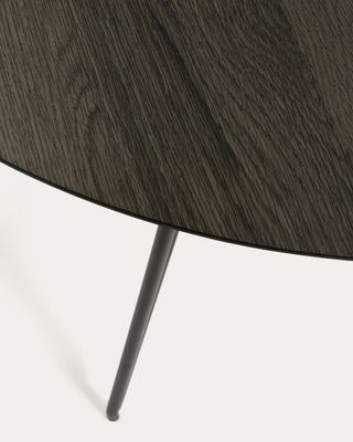 Mesa extensible redonda Milian Ø 120 (200) cm chapa de fresno patas de acero acabado negro