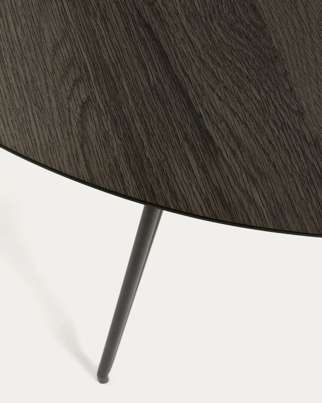 Mesa extensible redonda Milian Ø 120 (200) cm chapa de fresno patas de acero acabado negro