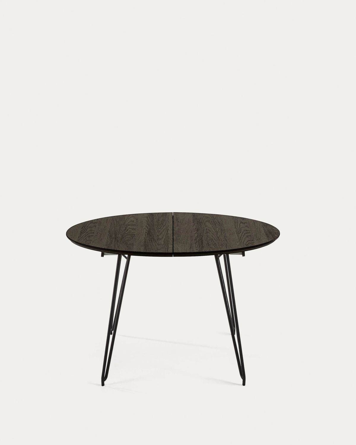 Mesa extensible redonda Milian Ø 120 (200) cm chapa de fresno patas de acero acabado negro