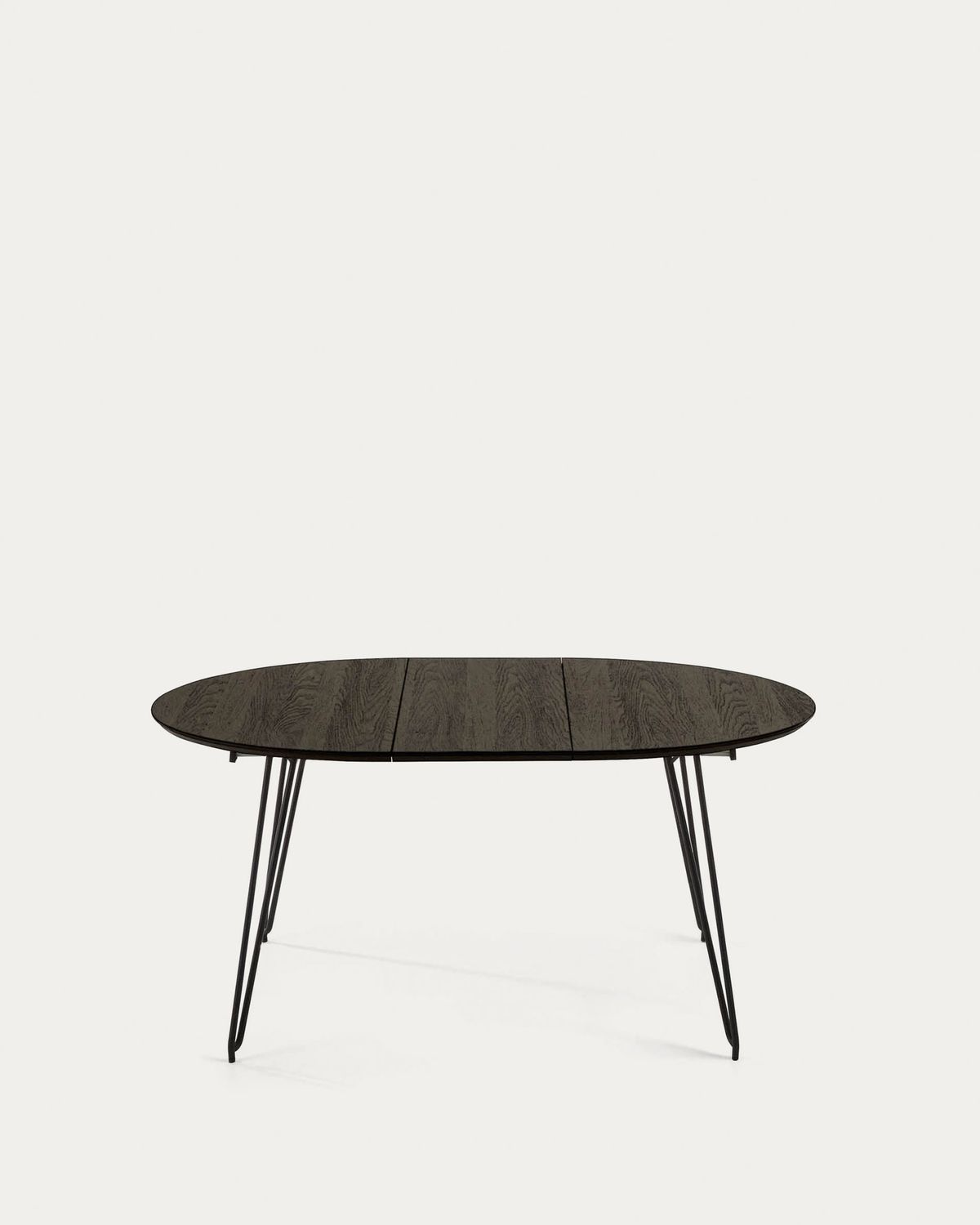 Mesa extensible redonda Milian Ø 120 (200) cm chapa de fresno patas de acero acabado negro