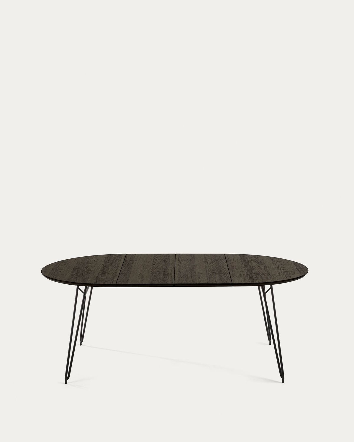 Mesa extensible redonda Milian Ø 120 (200) cm chapa de fresno patas de acero acabado negro