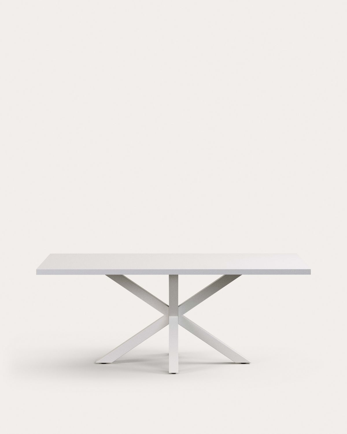Mesa Argo de melamina con acabado blanco y patas de acero con acabado blanco 200 x 100 cm
