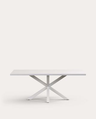 Mesa Argo de melamina con acabado blanco y patas de acero con acabado blanco 200 x 100 cm