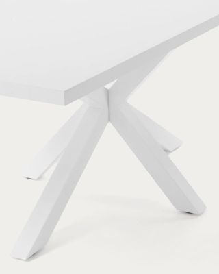 Mesa Argo de melamina con acabado blanco y patas de acero con acabado blanco 200 x 100 cm