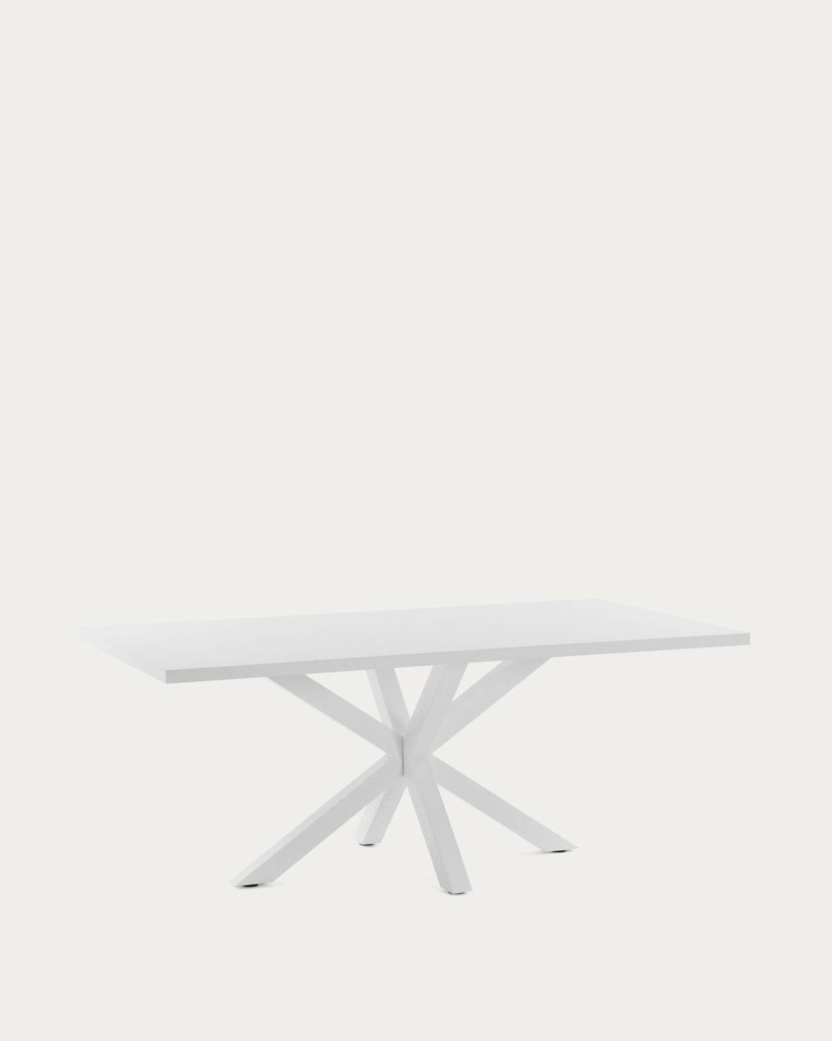 Mesa Argo de melamina con acabado blanco y patas de acero con acabado blanco 200 x 100 cm