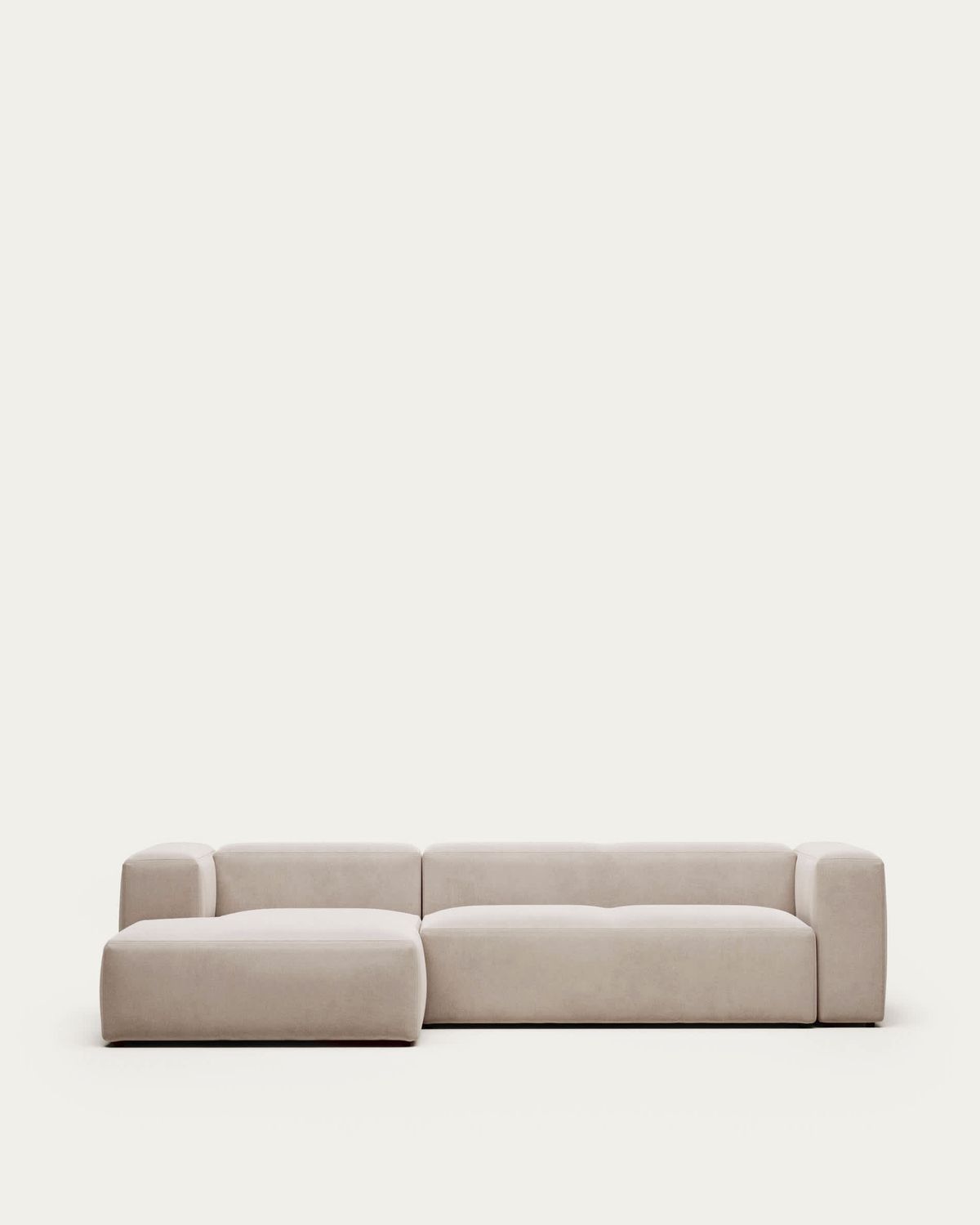 Sofá Blok 3 plazas de chenilla chaise longue izquierdo beige 300 cm FSC Mix Credit