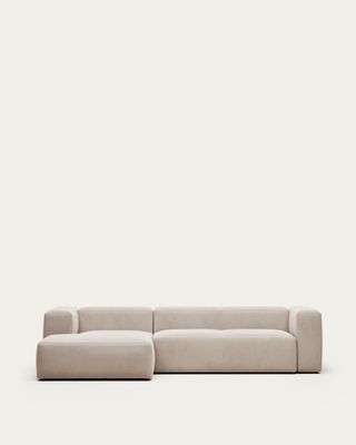 Sofá Blok 3 plazas de chenilla chaise longue izquierdo beige 300 cm FSC Mix Credit