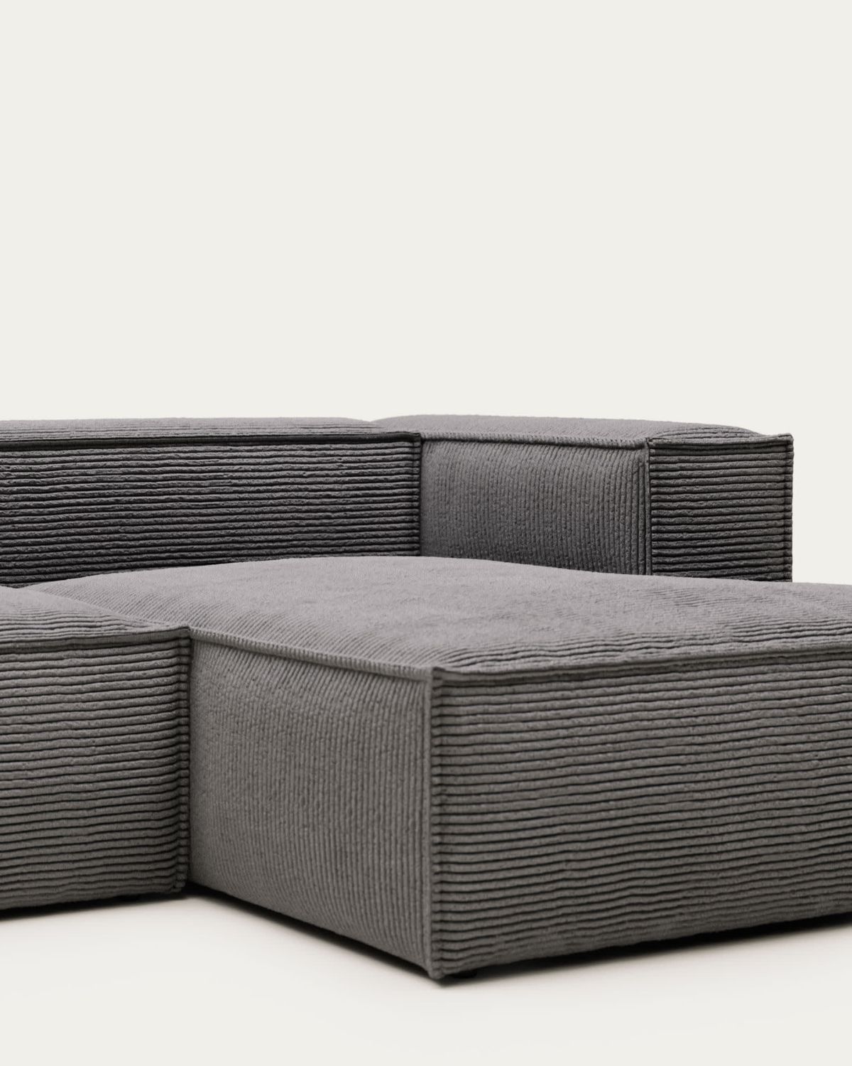 Sofá Blok 2 plazas pana gruesa chaise longue derecho gris 240 cm FSC Mix Credit
