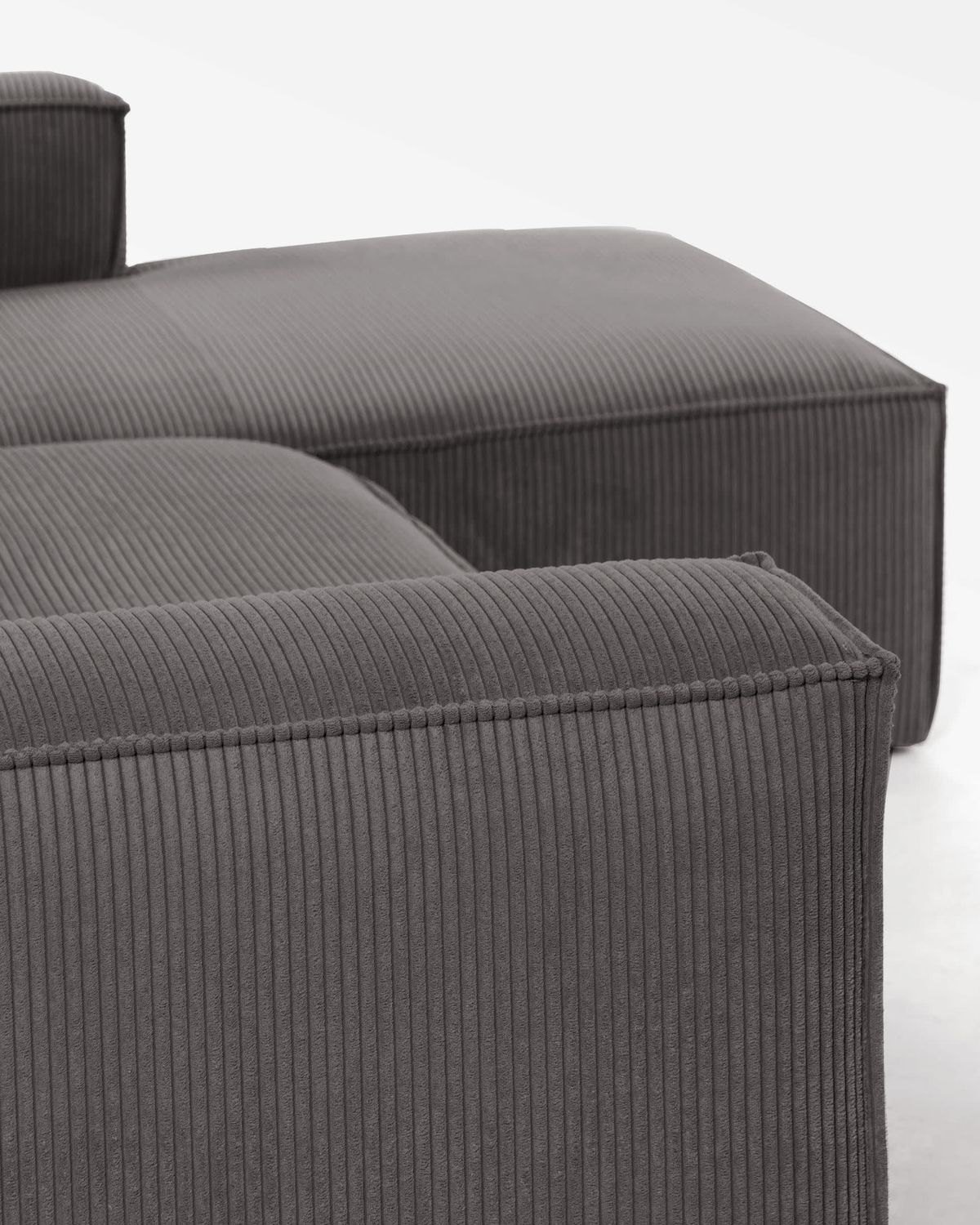 Sofá Blok 2 plazas pana gruesa chaise longue derecho gris 240 cm FSC Mix Credit
