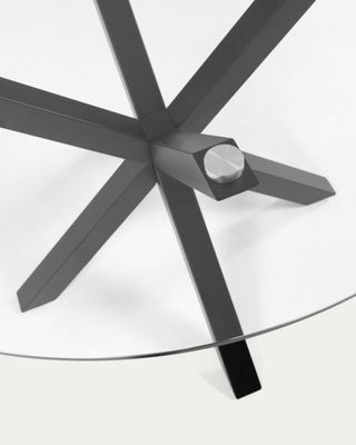 Mesa de centro Argo Ø 82 cm cristal patas de acero acabado negro