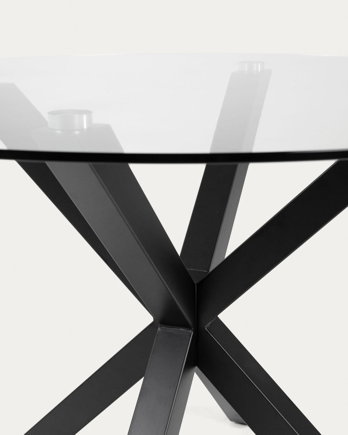 Mesa de centro Argo Ø 82 cm cristal patas de acero acabado negro