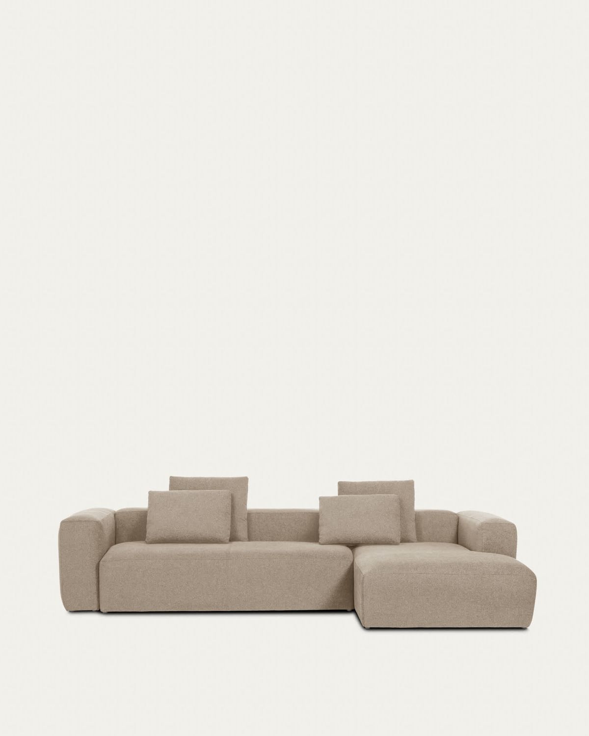 Sofá Blok 4 plazas de chenilla chaise longue derecho beige 330 cm FSC Mix Credit