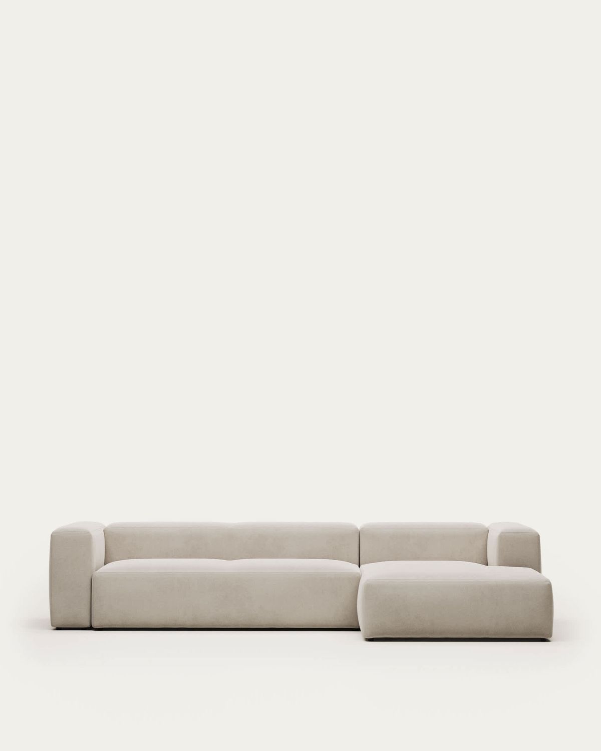 Sofá Blok 4 plazas de chenilla chaise longue derecho beige 330 cm FSC Mix Credit