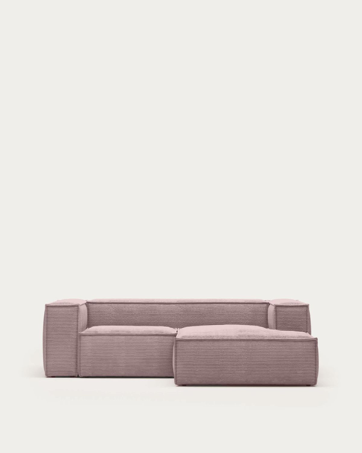 Sofá Blok 2 plazas chaise longue derecho pana gruesa rosa 240 cm