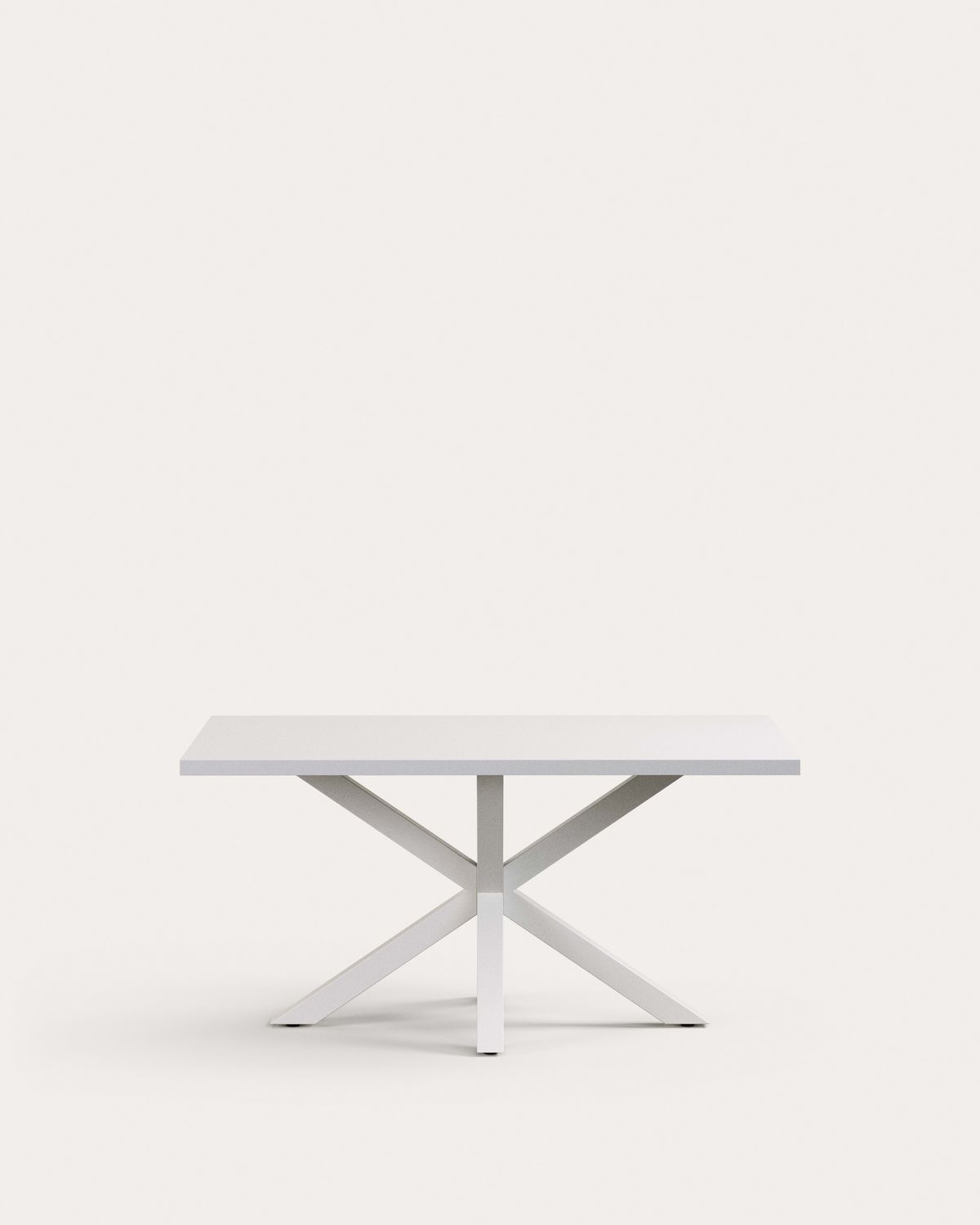 Mesa Argo de melamina con acabado blanco y patas de acero con acabado blanco 160 x 100 cm