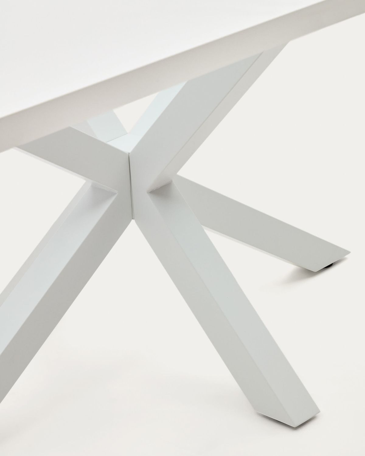 Mesa Argo de melamina con acabado blanco y patas de acero con acabado blanco 160 x 100 cm