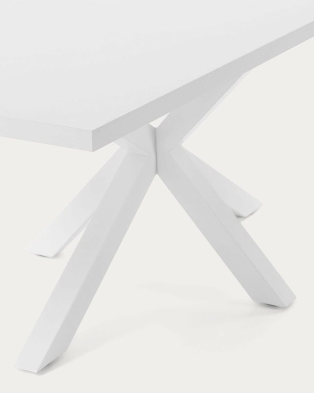Mesa Argo de melamina con acabado blanco y patas de acero con acabado blanco 160 x 100 cm