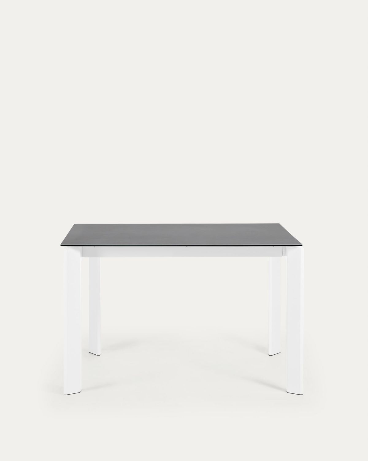Mesa extensible Axis porcelánico acabado Vulcano Roca y patas acero blanco 120 (180) cm